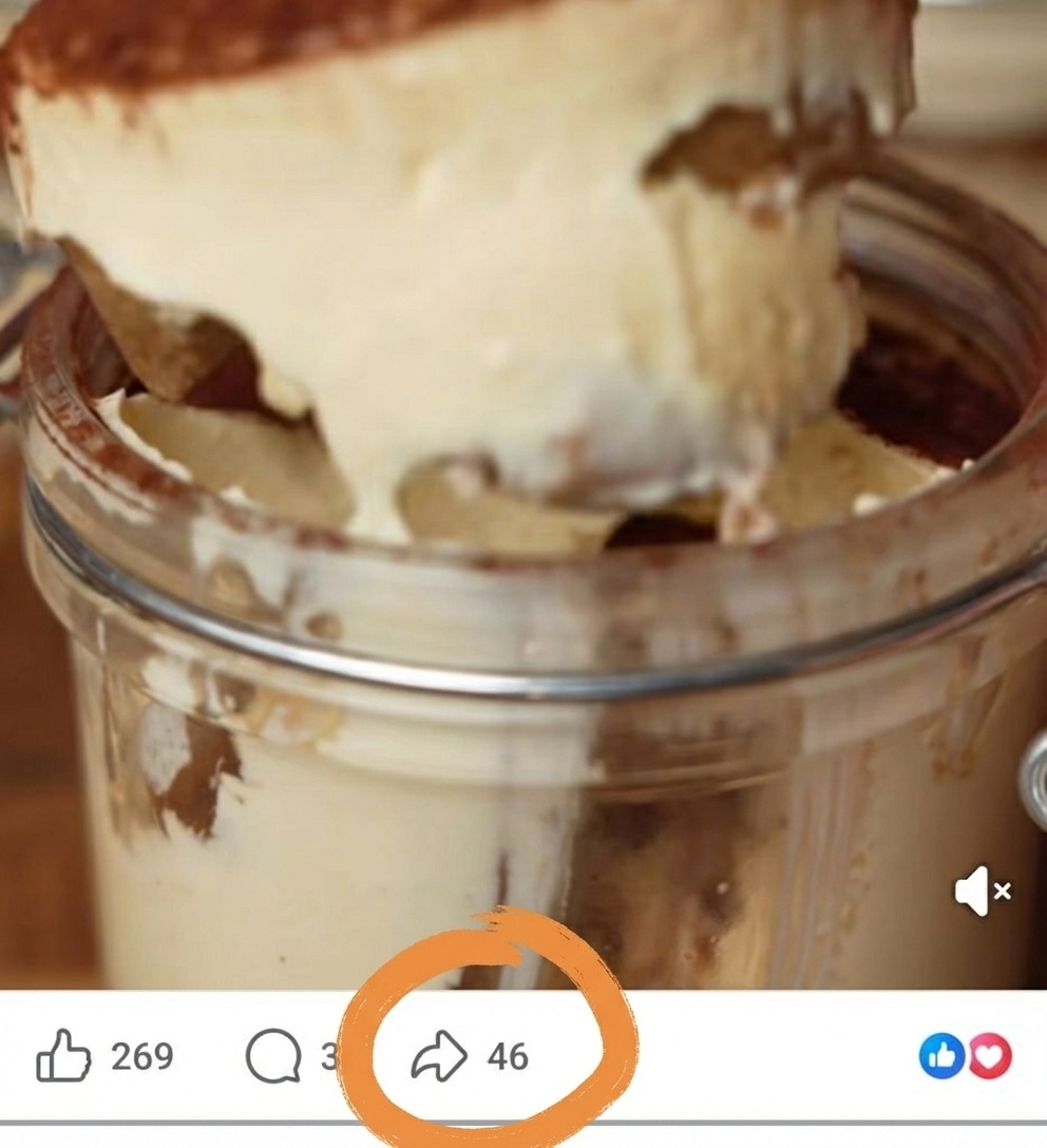 Facebook video with share button highlighted