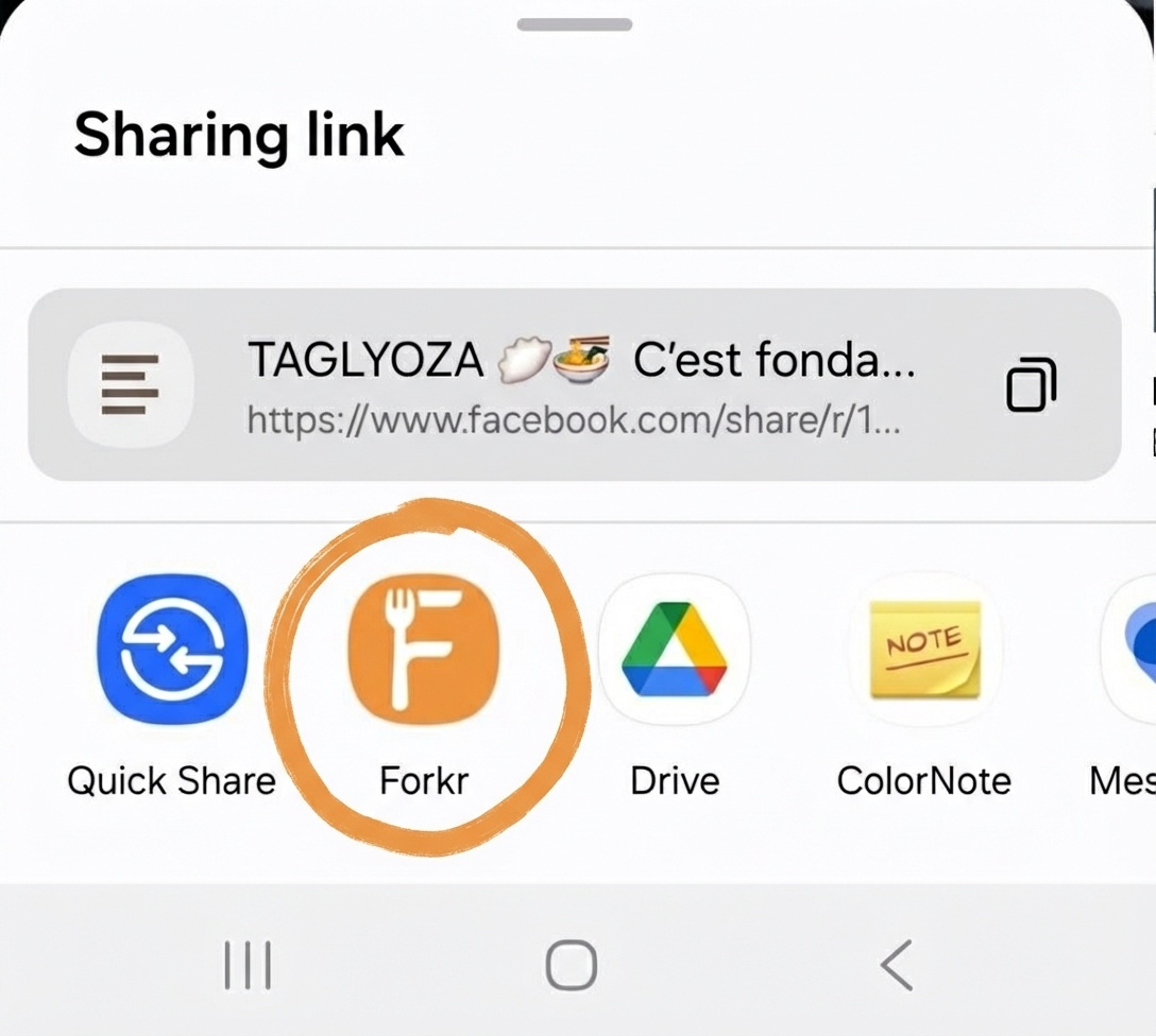 Facebook Share to menu