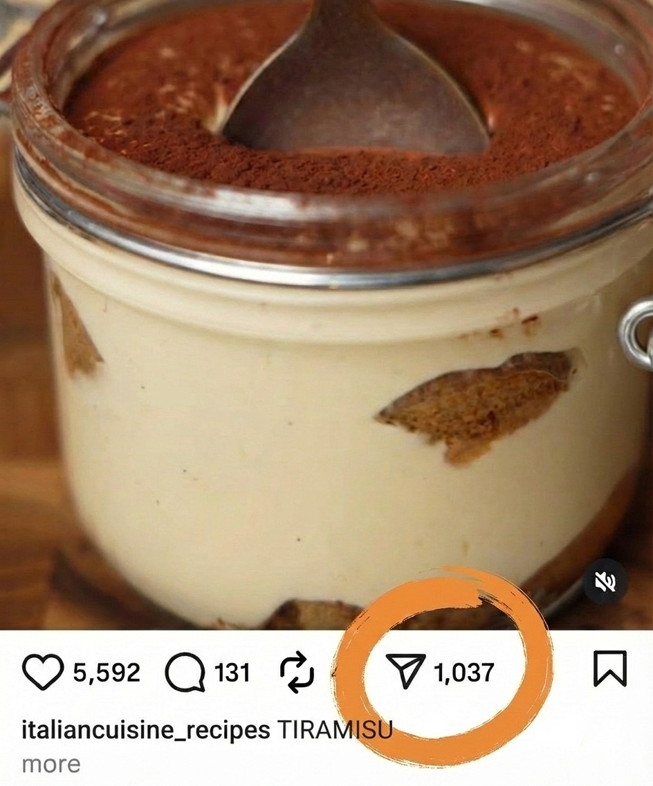 Instagram post with share button highlighted