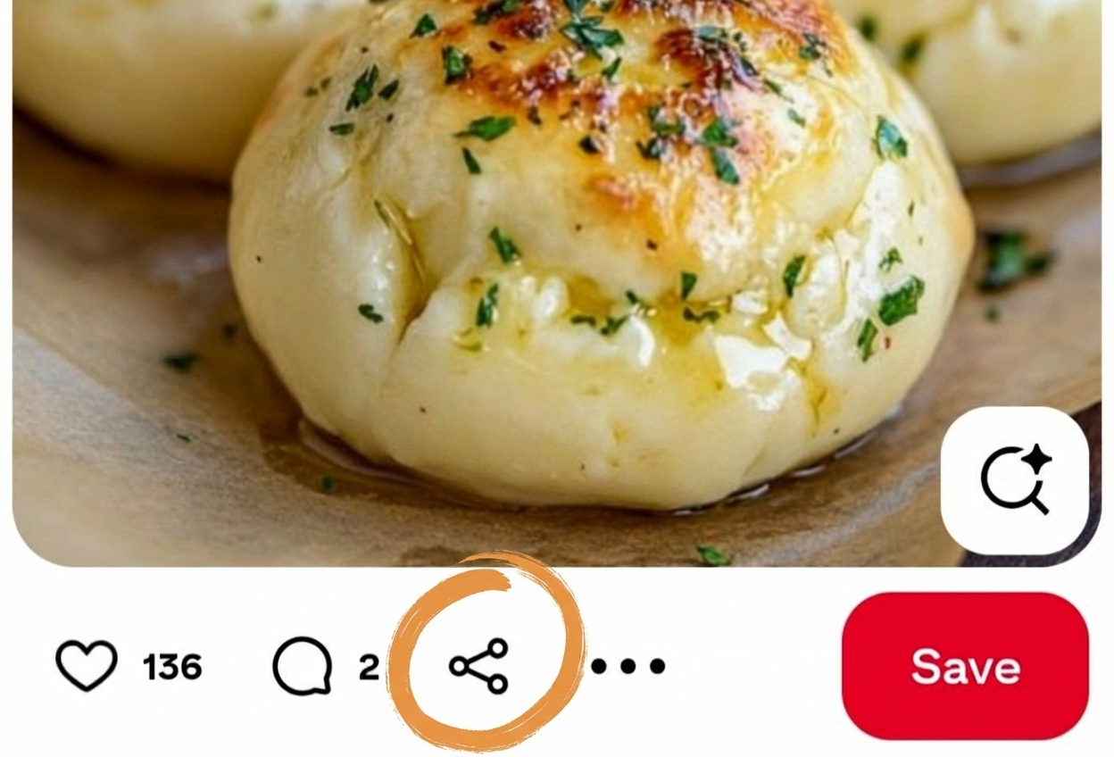 Pinterest video with share button highlighted